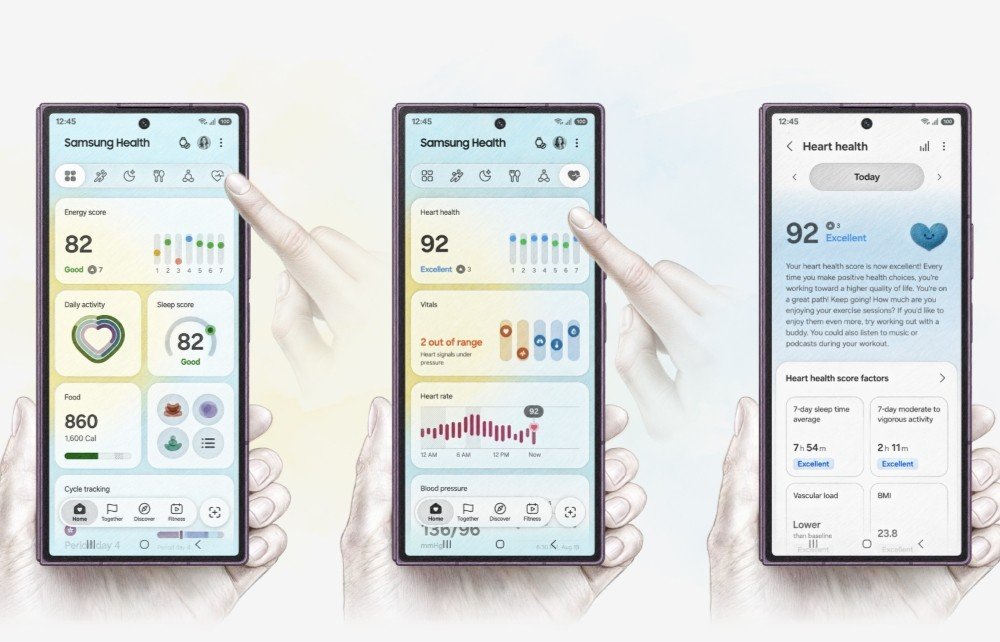 Ilustração da pontuação de saúde do coração no Samsung Health