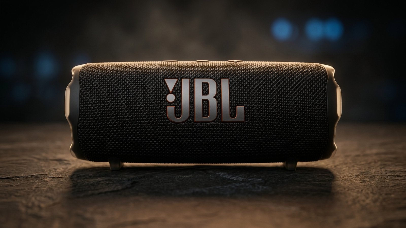 JBL Flip 7 em composição editorial do Guia do Áudio a partir da foto real do produto