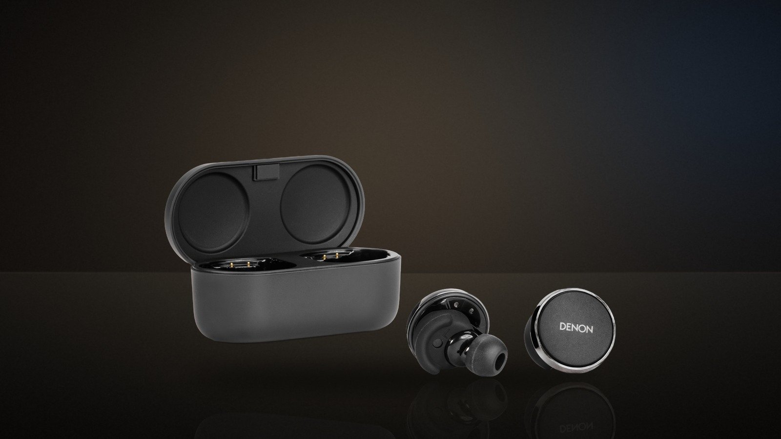 Denon PerL Pro em composição editorial do Guia do Áudio a partir da foto real do produto