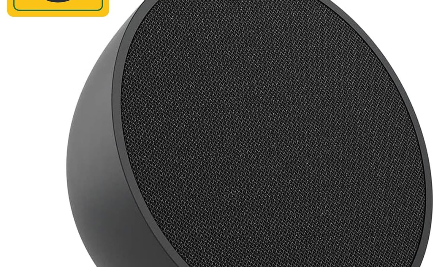 Smart speaker Amazon Echo Pop preto, formato de meia-esfera com barra de luz
