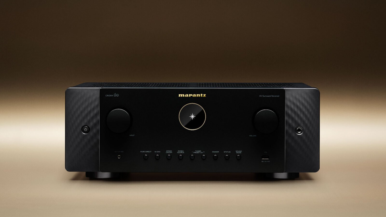 Receiver de home theater Marantz Cinema 60 preto visto de cima