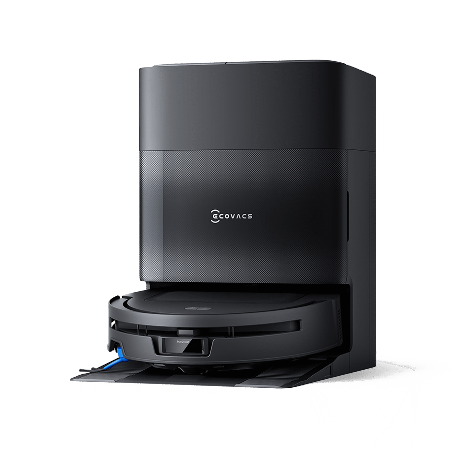 Robô aspirador Ecovacs Deebot da linha T90 na base Omni preta