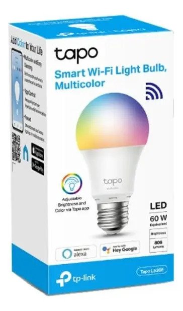 Caixa da lâmpada inteligente Wi-Fi TP-Link Tapo L530E multicolorida, compatível com Alexa e Google