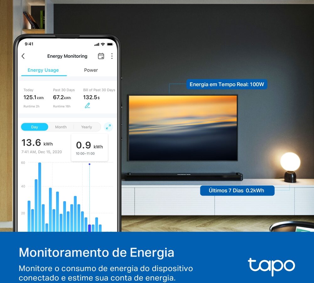 Tomada inteligente Tapo P110, exemplo de dispositivo de casa inteligente que só conecta no Wi-Fi 2,4 GHz