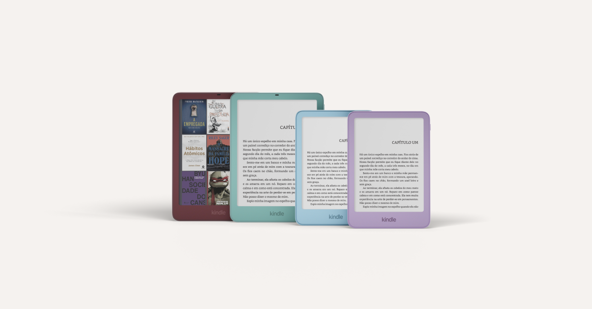 Novos leitores Kindle em diferentes cores