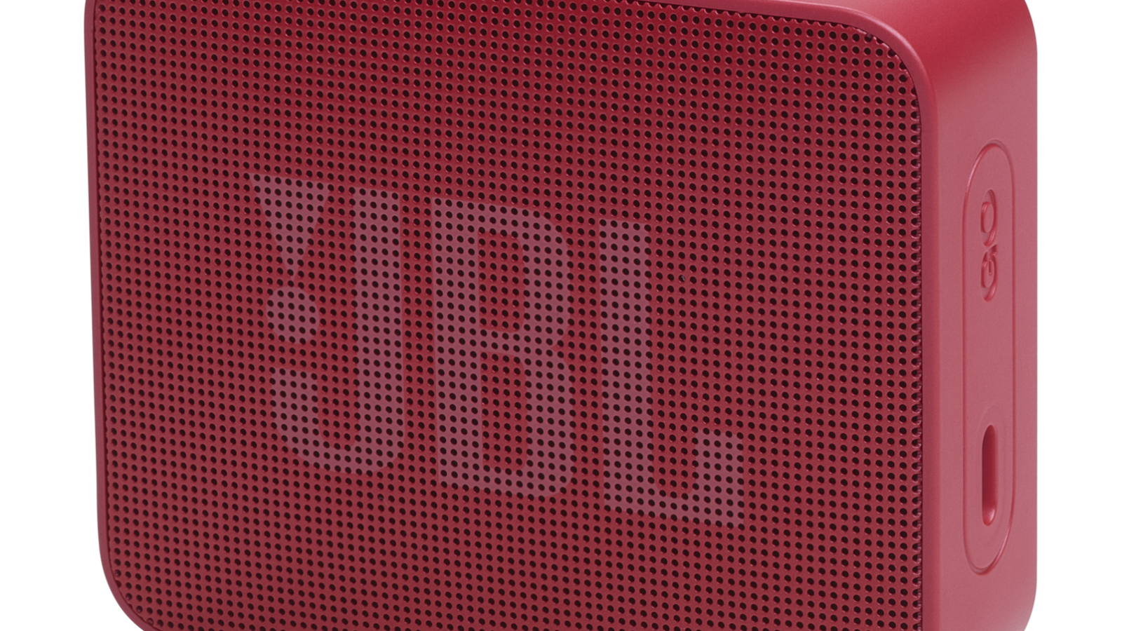 Caixa de som Bluetooth JBL Go Essential 2 vermelha, compacta e retangular, com grade frontal e logotipo da JBL