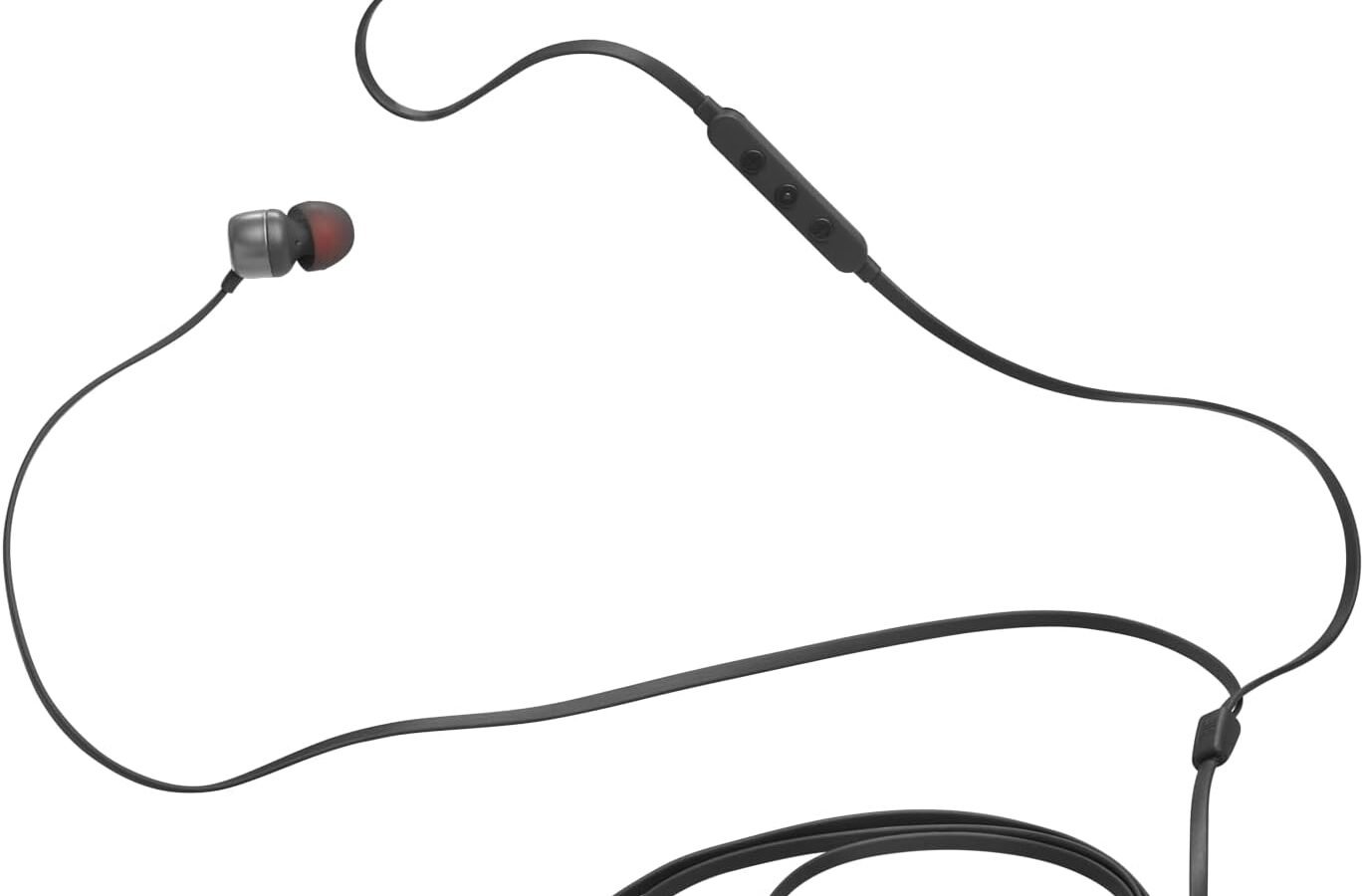 Fone intra-auricular com fio JBL Tune 310C preto, com cabo flat, controle de três botões e plugue USB-C