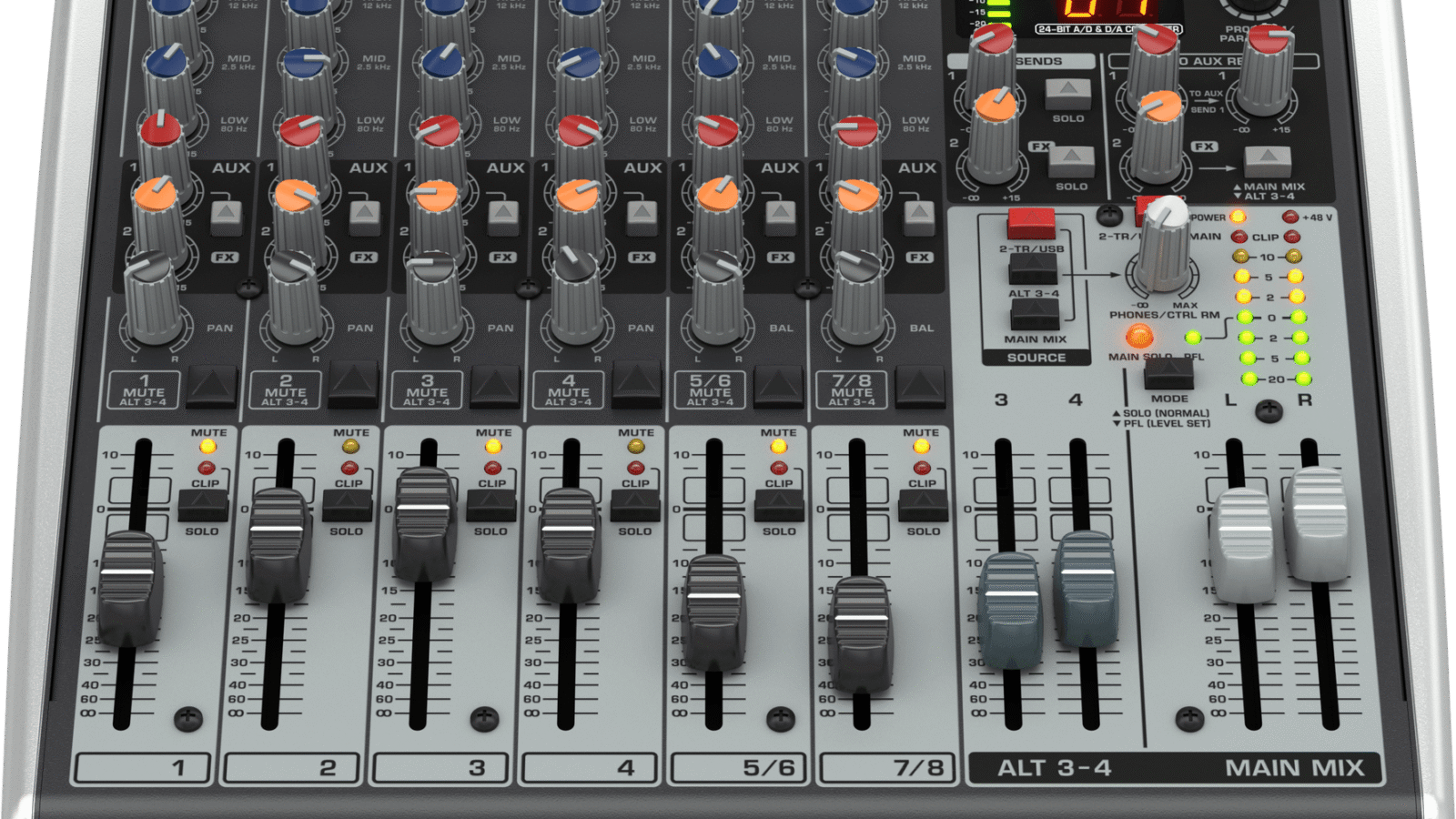 Mesa de som Behringer Xenyx X1204USB vista de cima