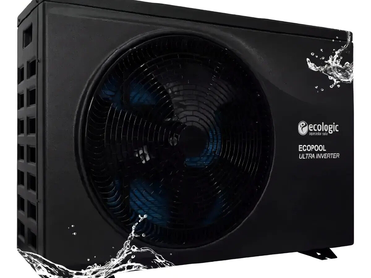 Bomba de calor para piscina Ecologic Ecopool Ultra Inverter, unidade preta com ventilador frontal