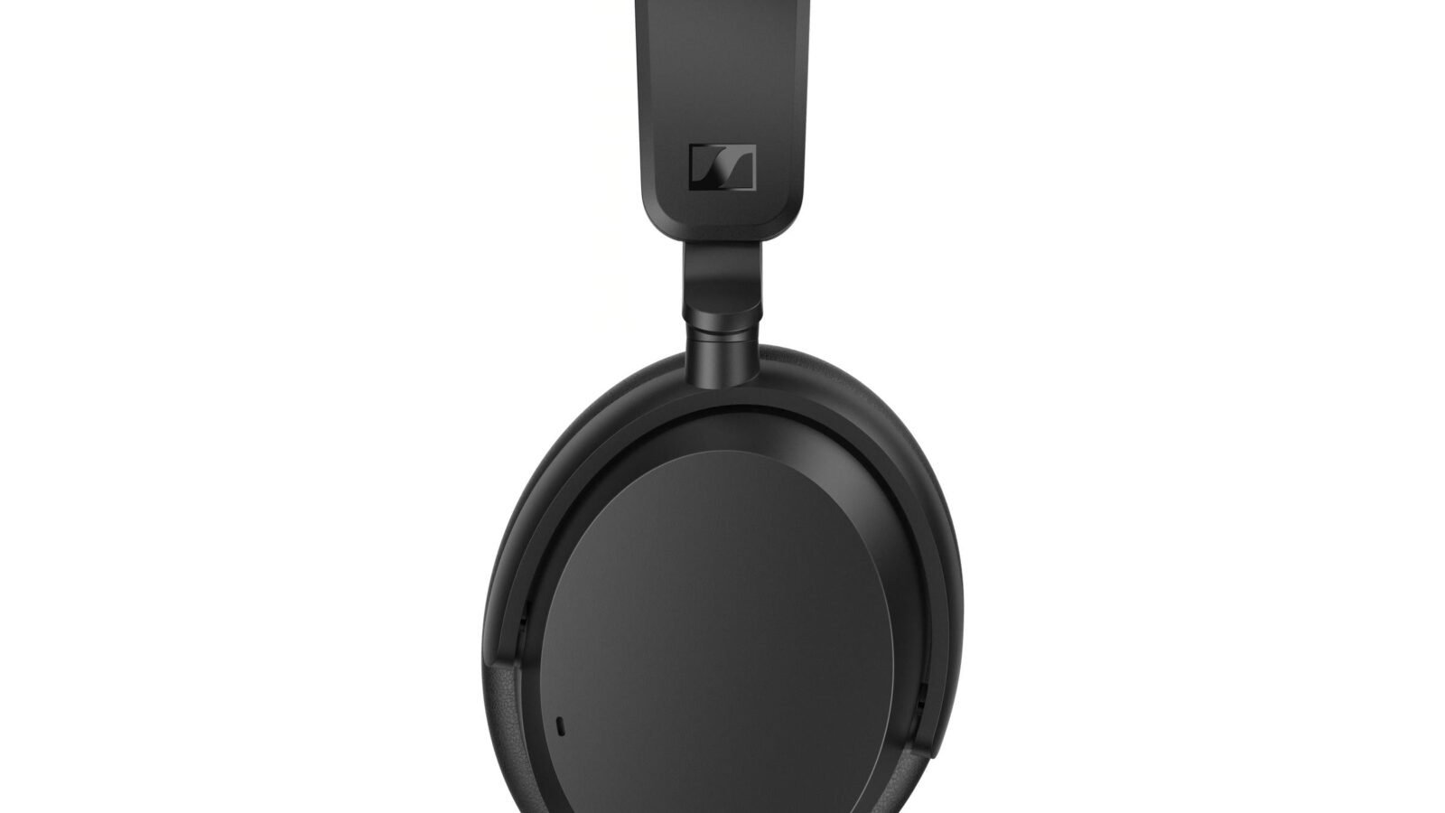 Headphone Sennheiser Accentum Wireless preto visto de lado, com conchas over-ear e tiara acolchoada